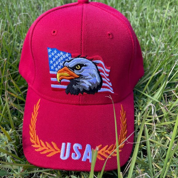Adjustable Sports Eagle USA Flag Hat- Eagle Snap Back Trucker Baseball Cap - Picture 1 of 5